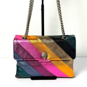 Kurt Geiger London Kensington Rainbow Stripe Metallic Leather Chain Crossbody